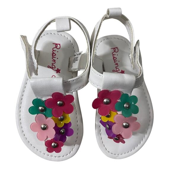 Rising Star Infant Girls Summer Sandals 9-12 Months White Floral Appliques - Picture 7 of 7